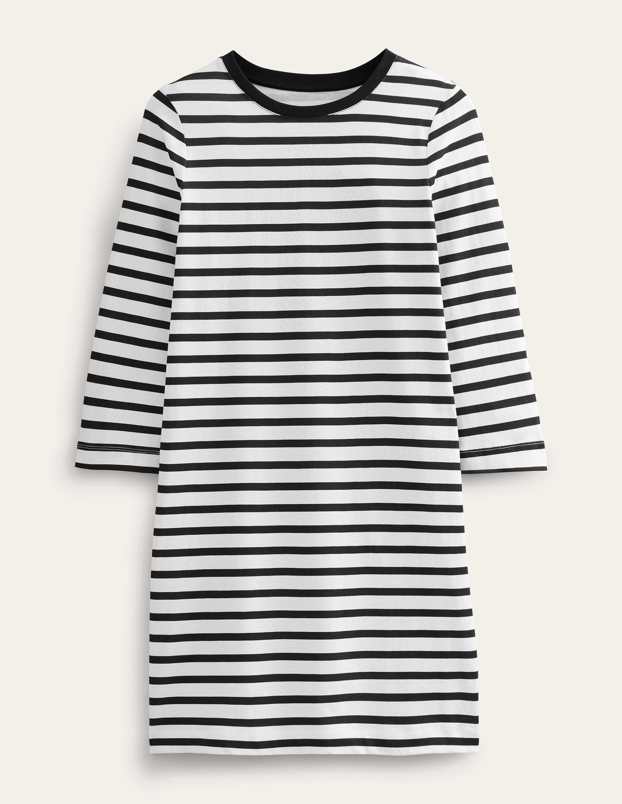 Jersey Mini T-Shirt Dress-Ivory and Black Stripe - Image 5