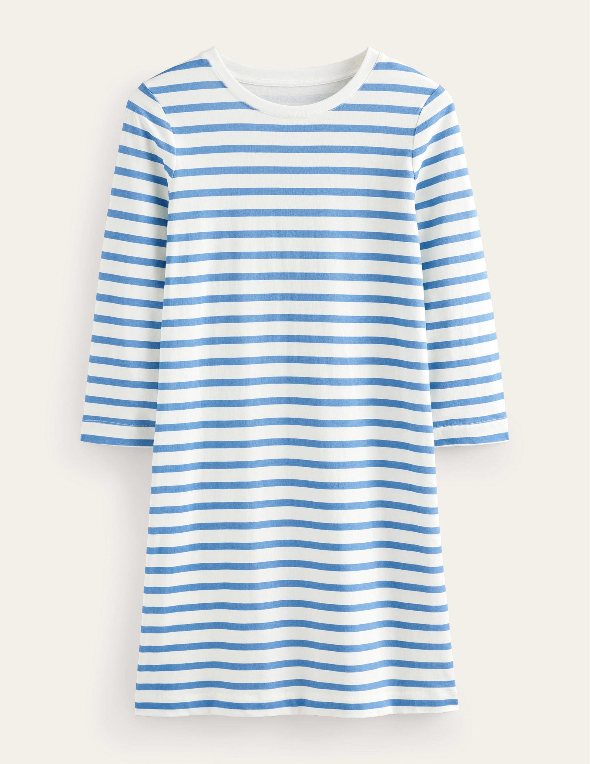 Mini-T-Shirt-Kleid aus Jersey-Naturweiß/Blau, Gestreift-6
