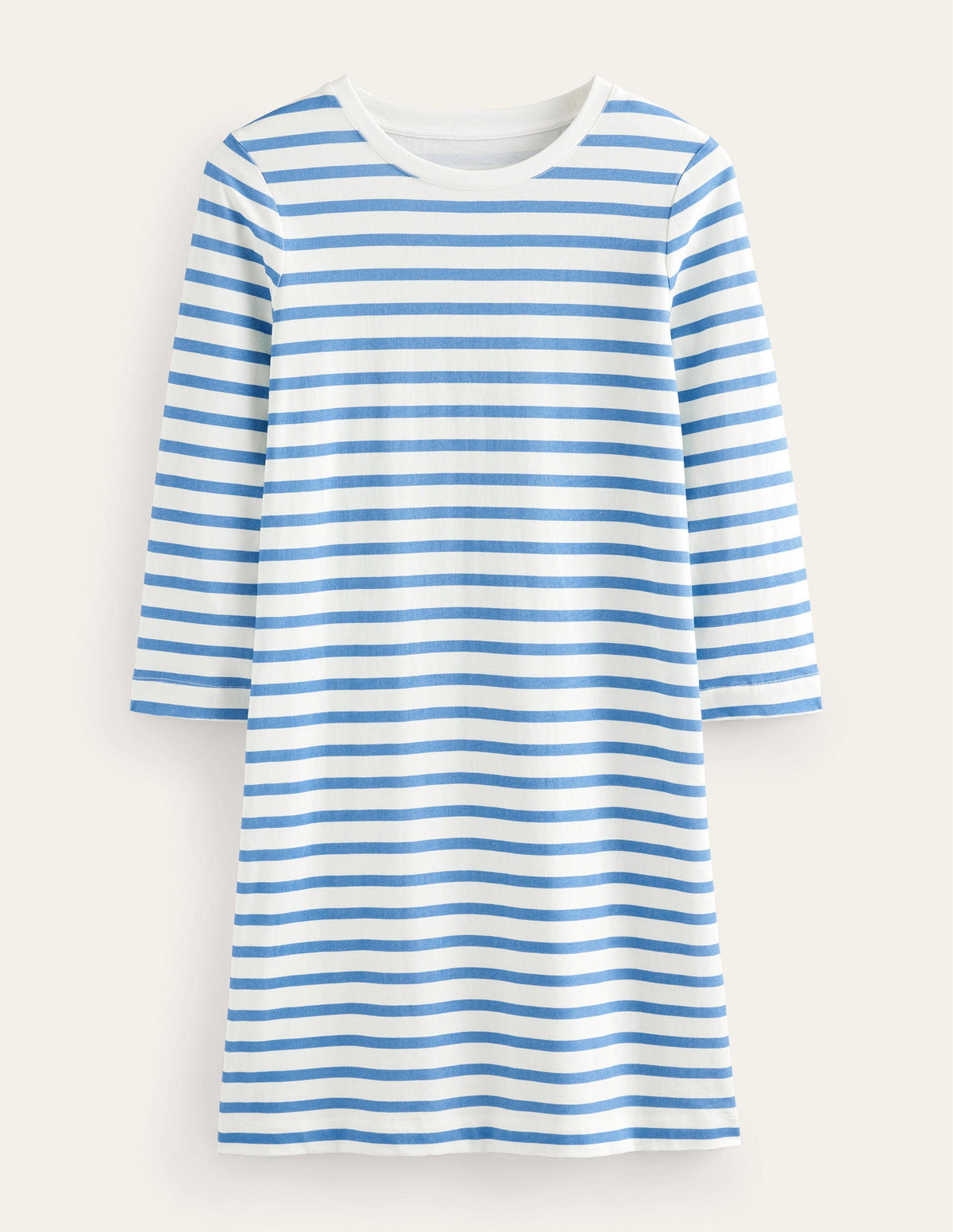 Mini-T-Shirt-Kleid aus Jersey-Naturweiß/Blau, Gestreift - Image 6