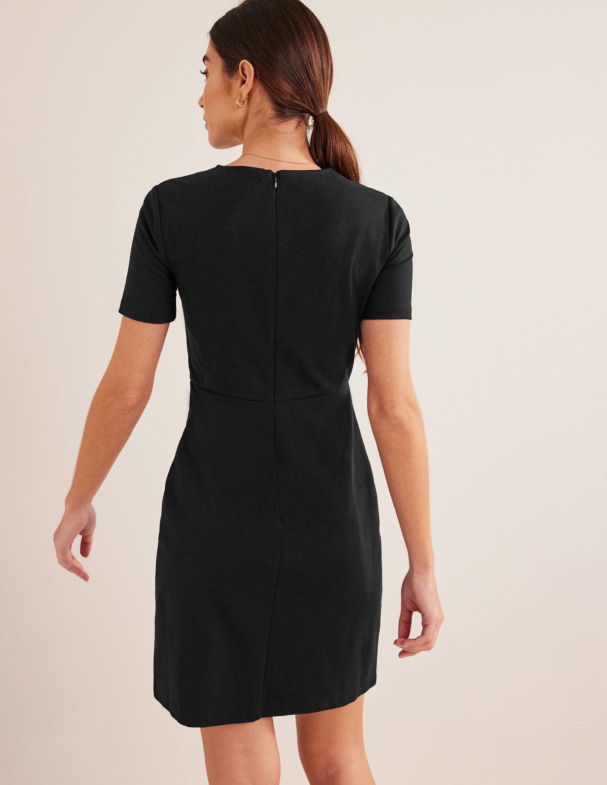 Mini-robe fourreau en jersey-Noir-3