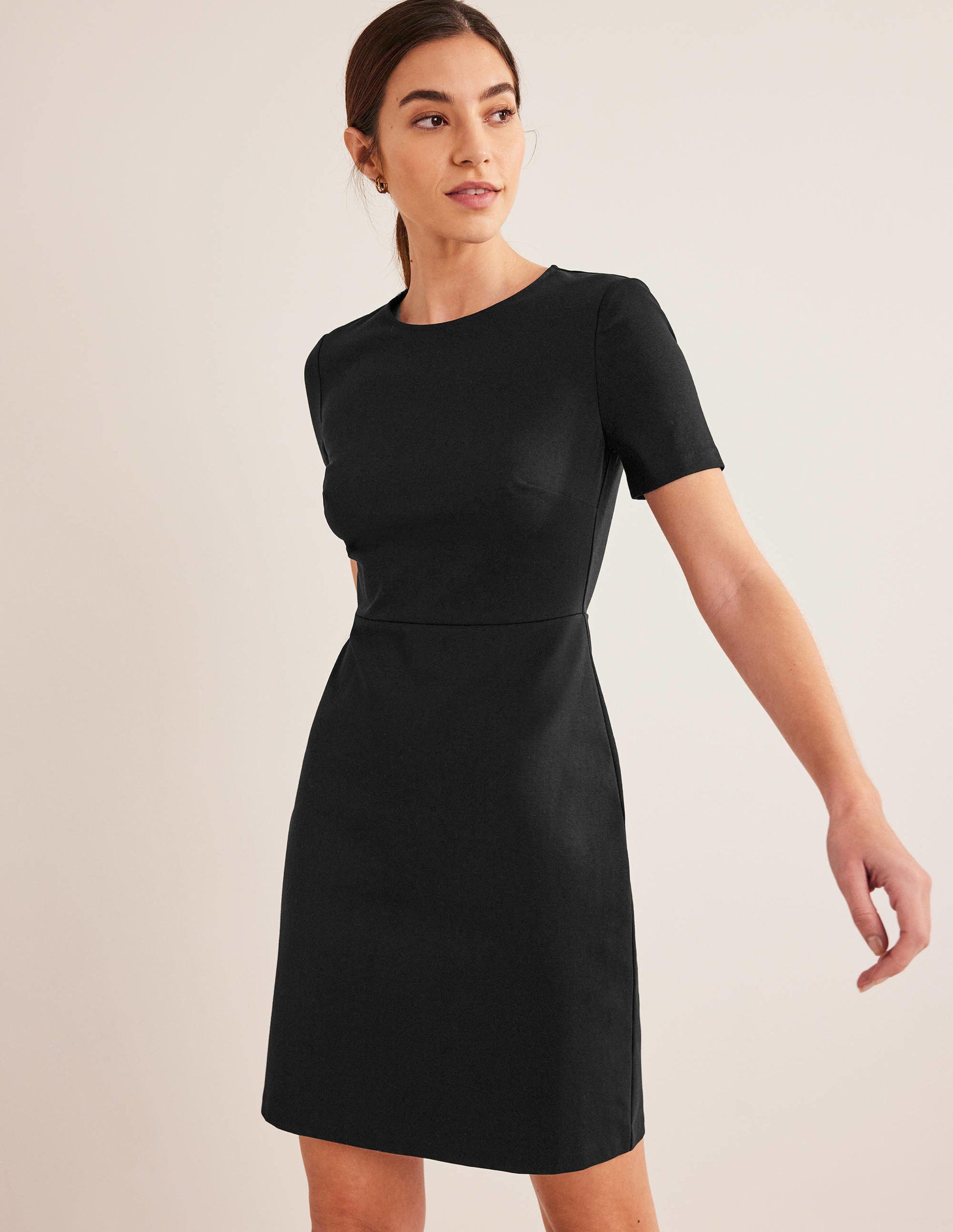 Mini-robe fourreau en jersey-Noir-4