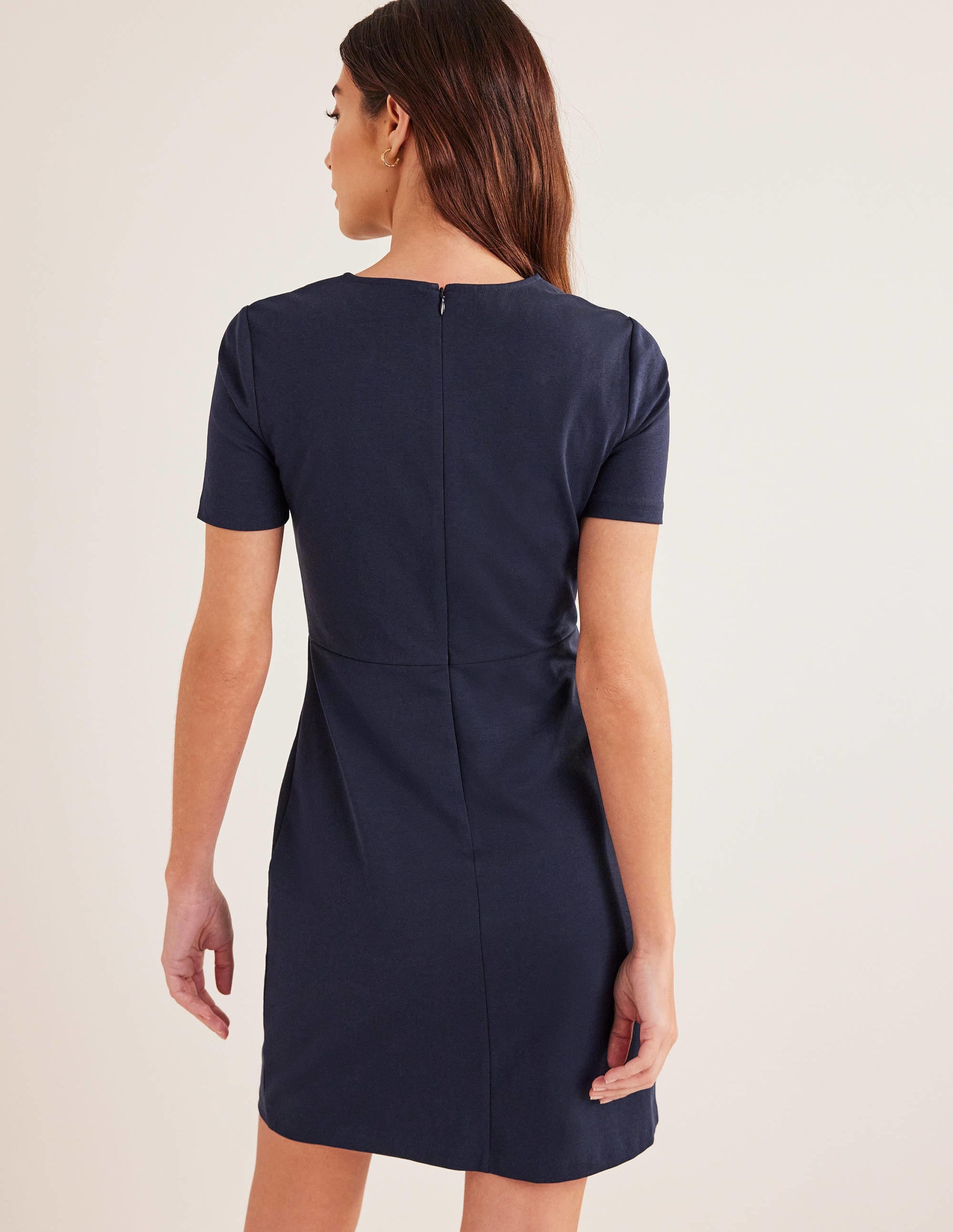 Mini-robe fourreau en jersey-Bleu marine - Image 3