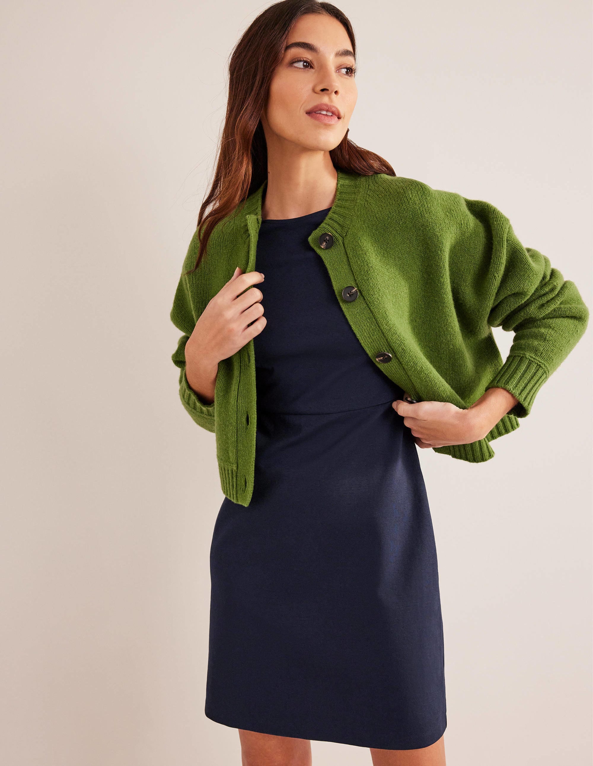 Mini-robe fourreau en jersey-Bleu marine - Image 4