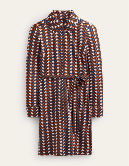 Jessie Jersey-Hemdblusenkleid-Kürbis, Chevron Geo