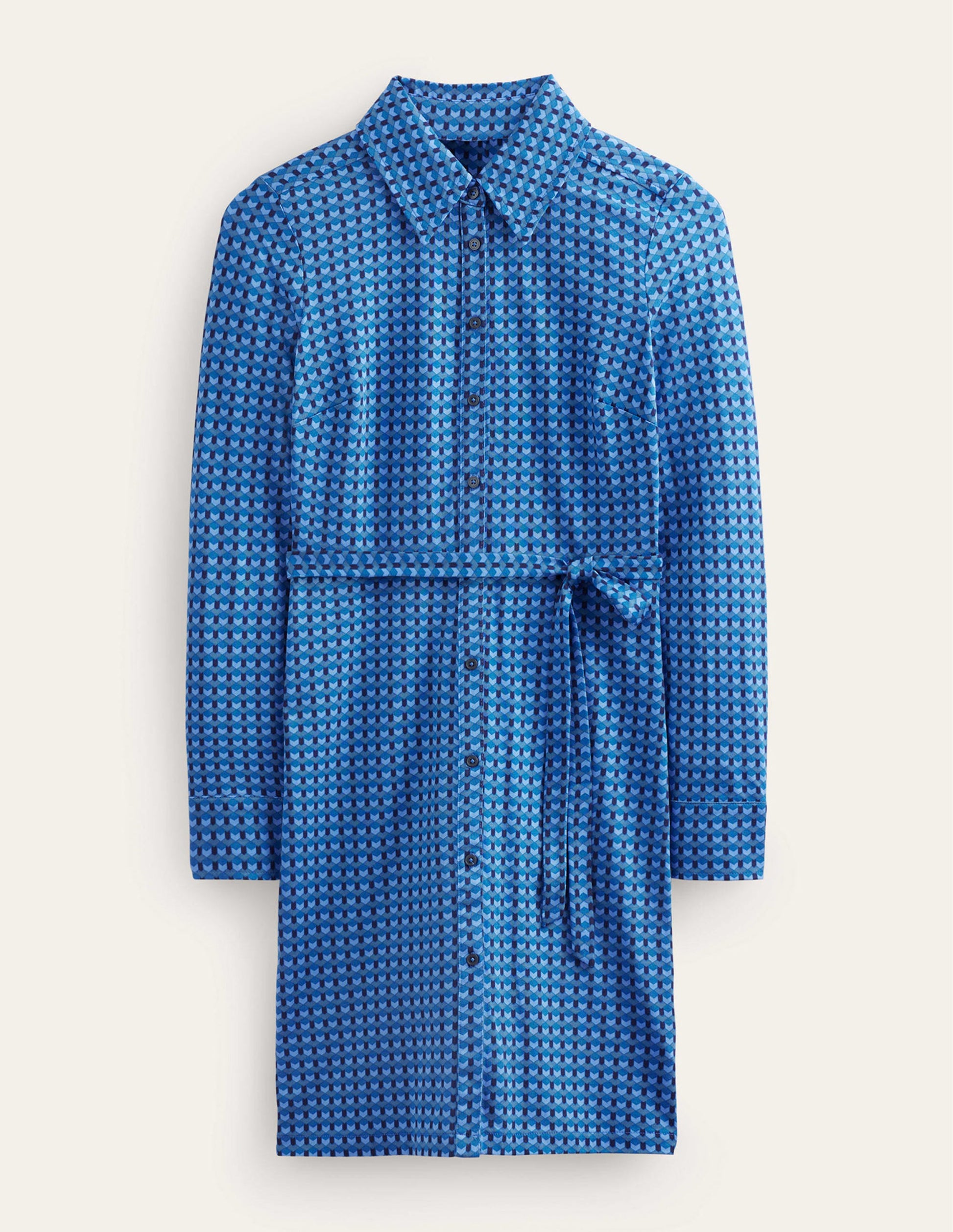 Robe-chemise Jessie en jersey-Azur, motif Terrace Geo-5