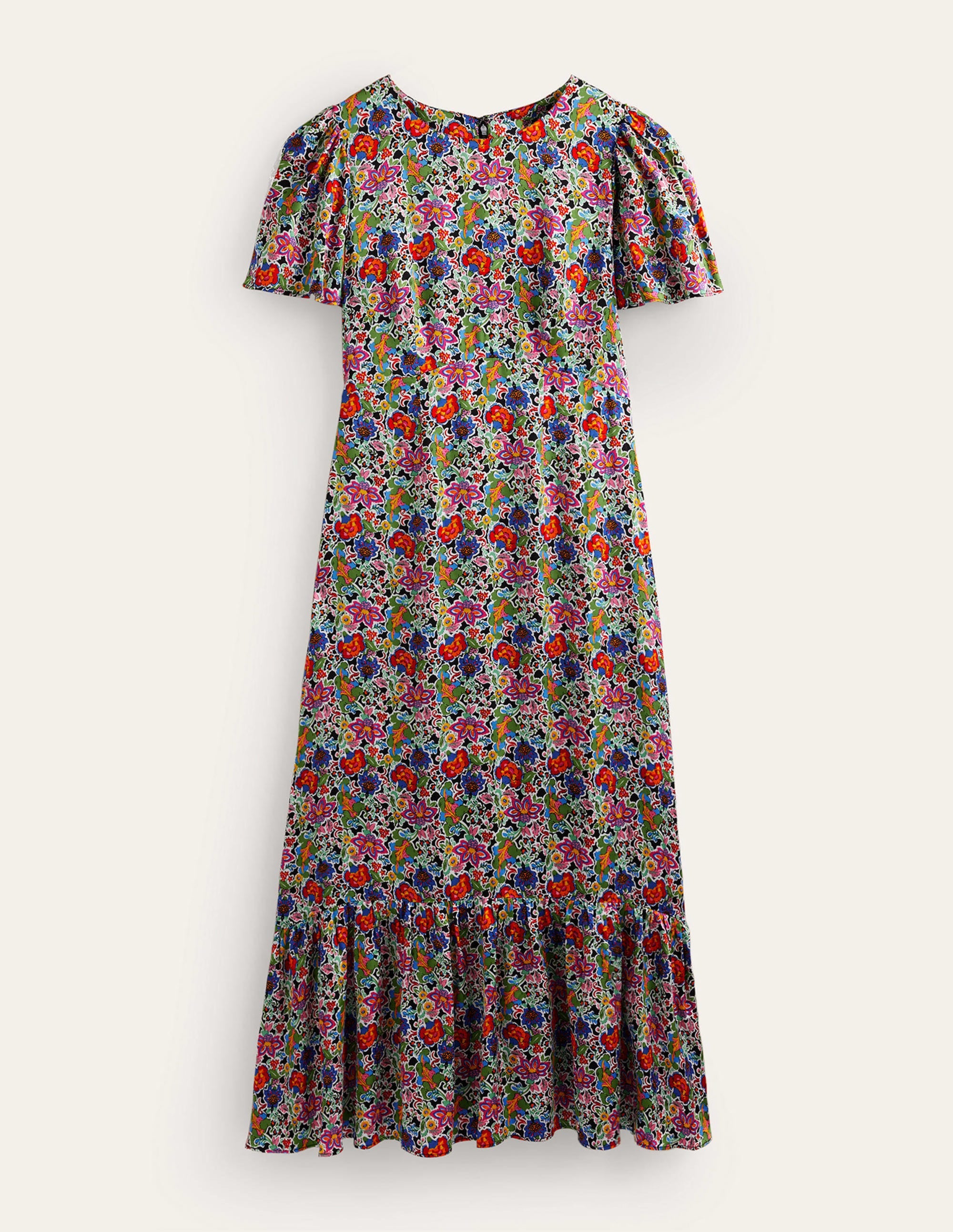 Robe style 40s aérienne à volants-Multi, motif Carnation Garden - Image 6