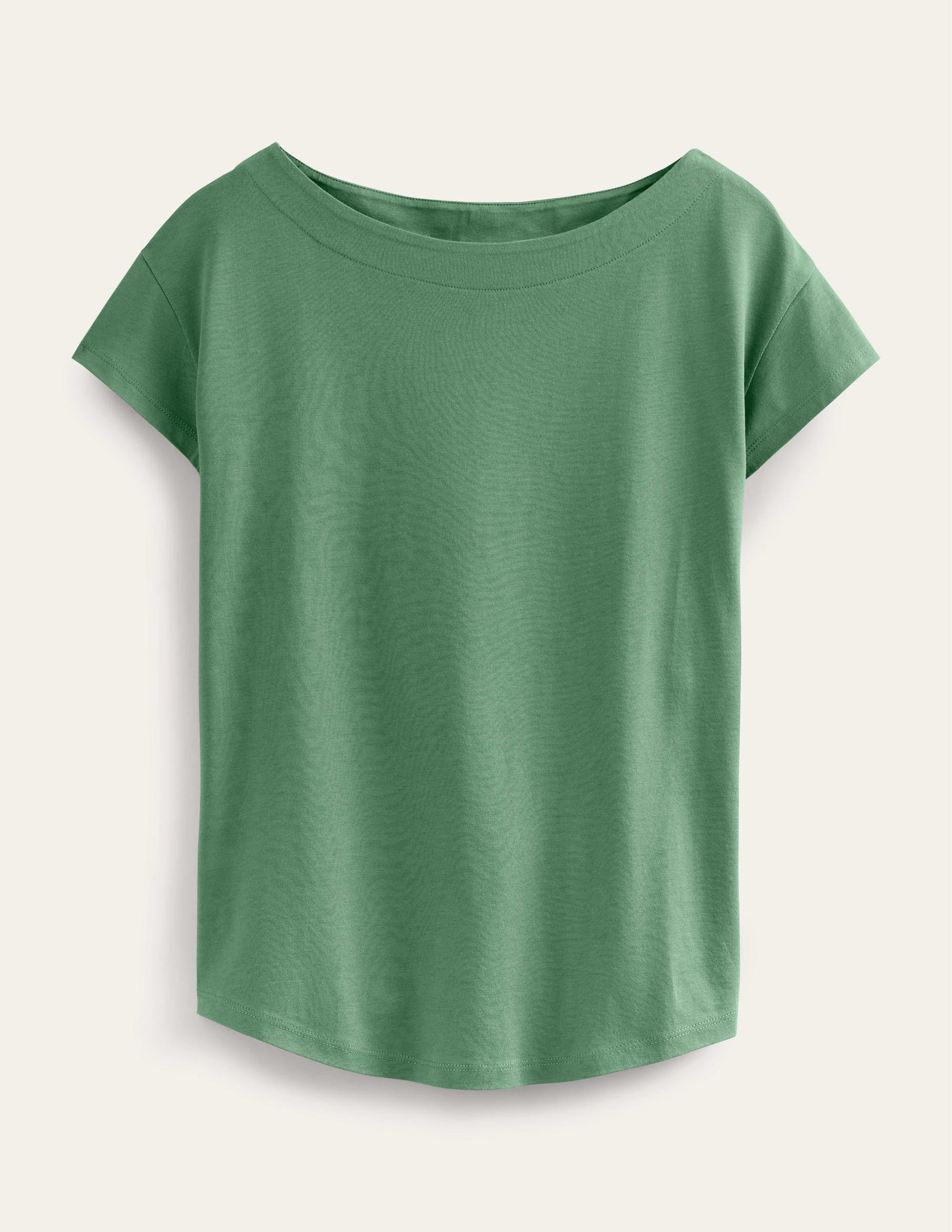 Superweiches T-Shirt mit U-Boot-Ausschnitt-Ackerbohnengrün - Image 5