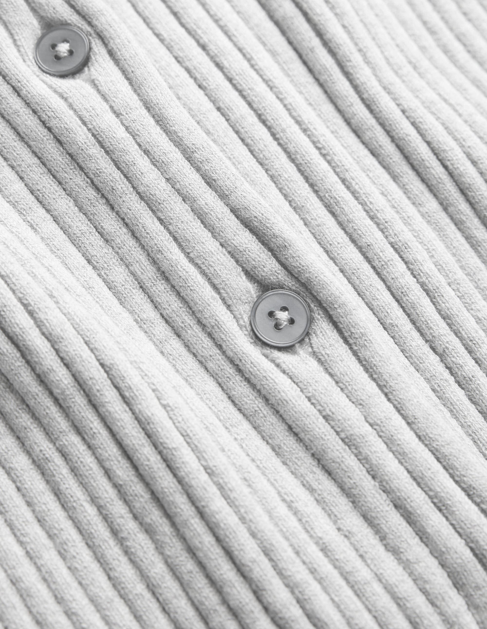 Ribbed Detail Cardigan-Pale Grey Melange - Image 6