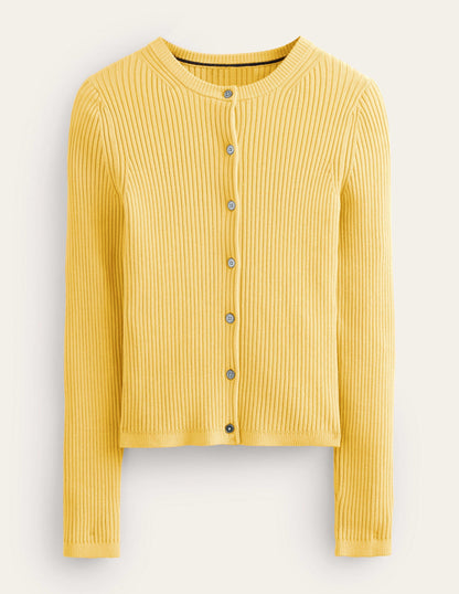 Cardigan mit Rippstrickdetail-Süßes Honiggelb