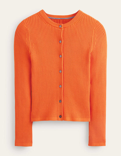 Cardigan mit Rippstrickdetail-Kumquatorange