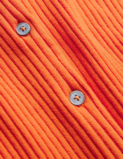 Cardigan mit Rippstrickdetail-Kumquatorange