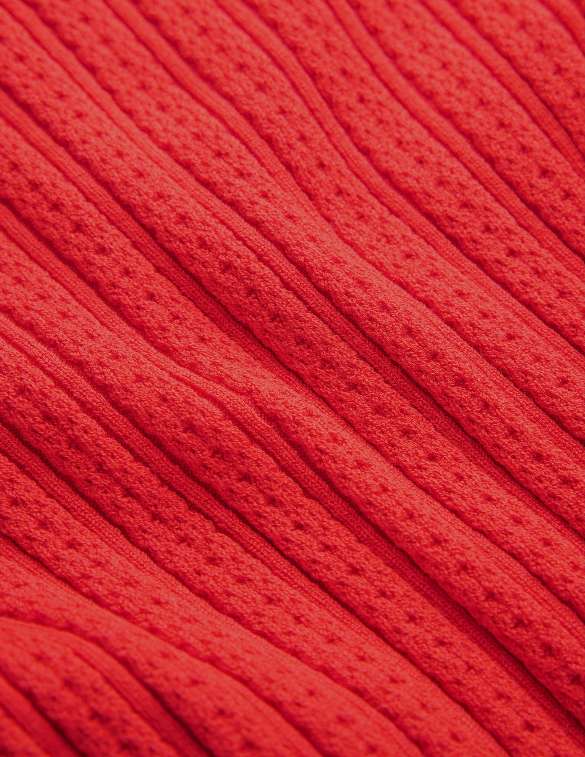Geripptes T-Shirt mit hohem Kragen-Tomatenrot-6