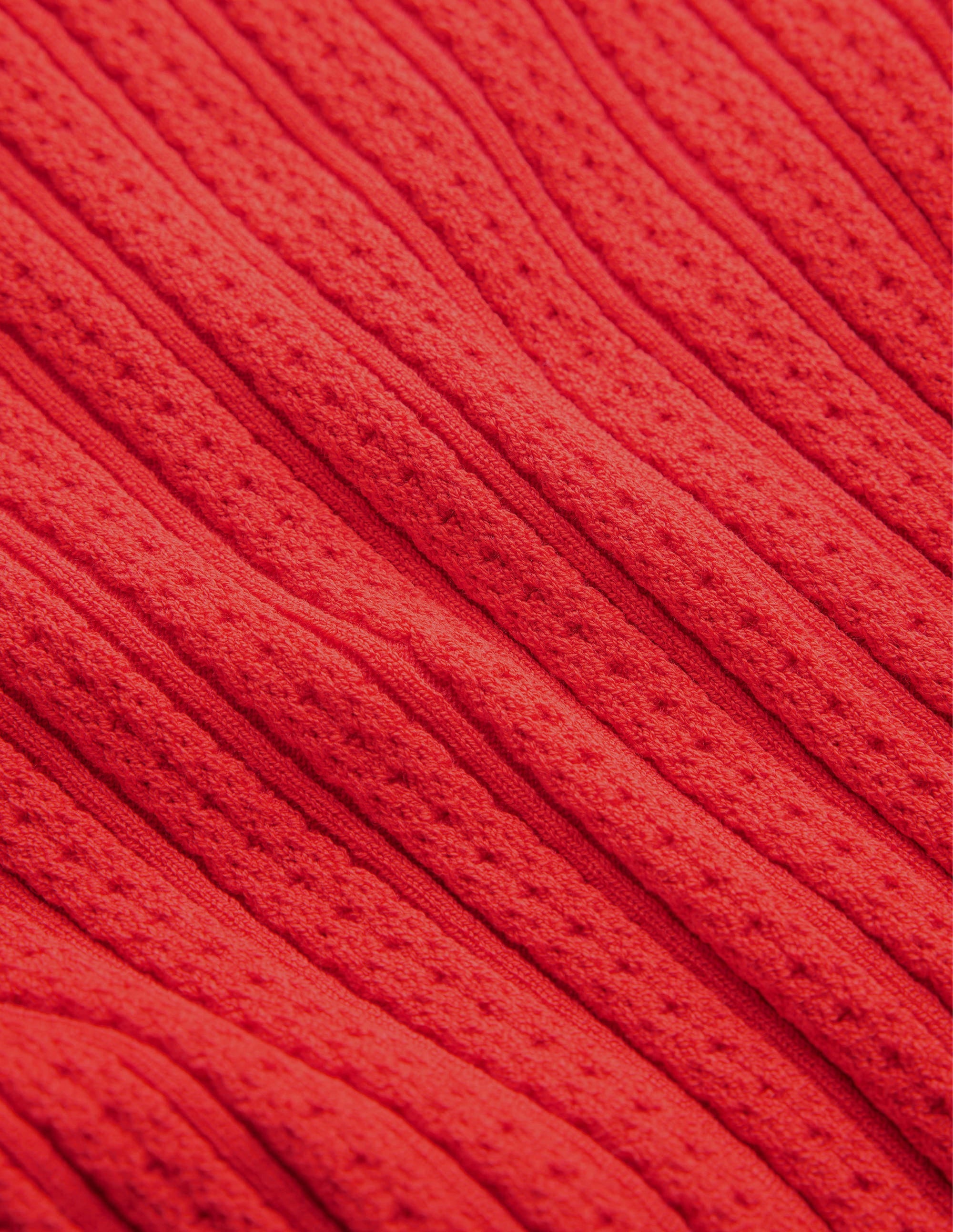 Geripptes T-Shirt mit hohem Kragen-Tomatenrot - Image 6