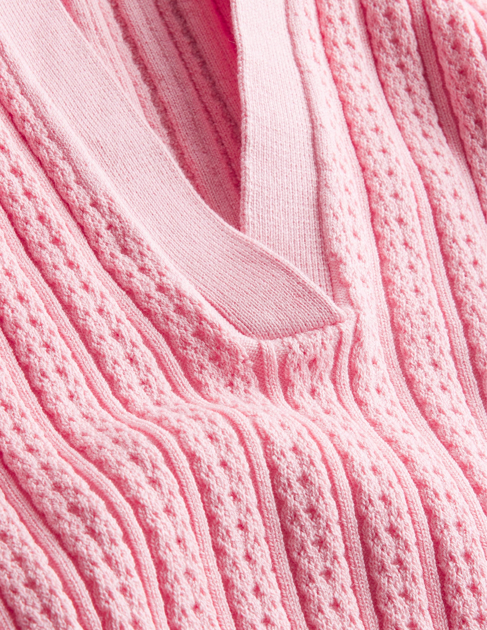 Ribbed Pointelle Collared Top-Dahlia Pink - Image 6