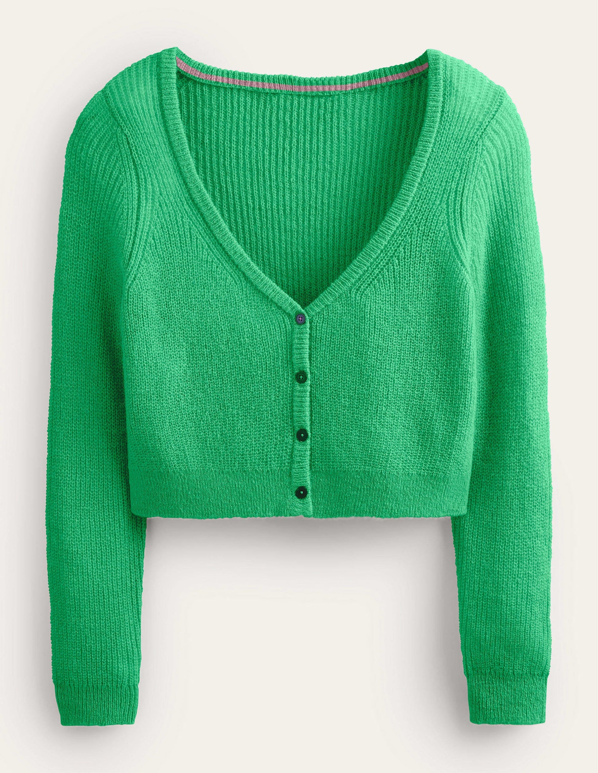 Flauschiger Cardigan mit kurzem Schnitt-Hellgrün-5