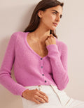 Gilet court duveteux-Rose lavande