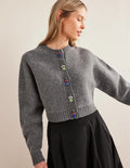 Gilet à boutons insectes-Gris foncé chiné