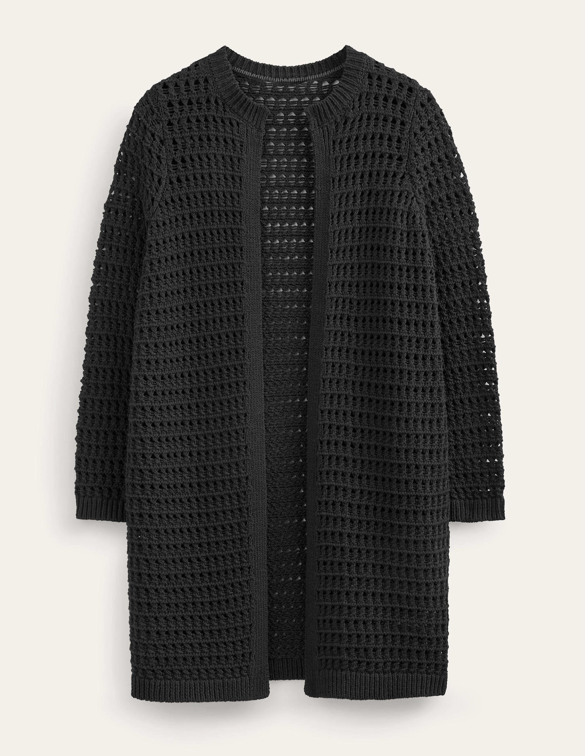 Manteau façon gilet en crochet-Noir - Image 5