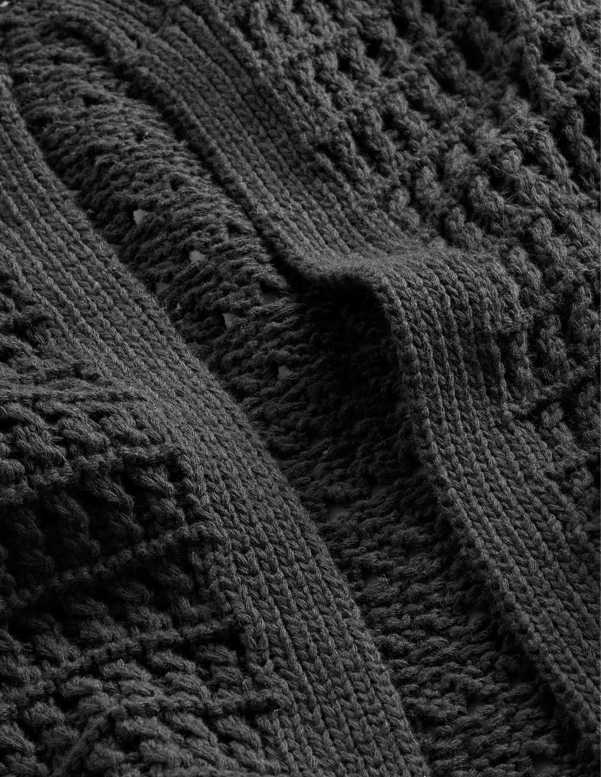 Manteau façon gilet en crochet-Noir - Image 6