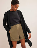 Manteau façon gilet en crochet-Noir