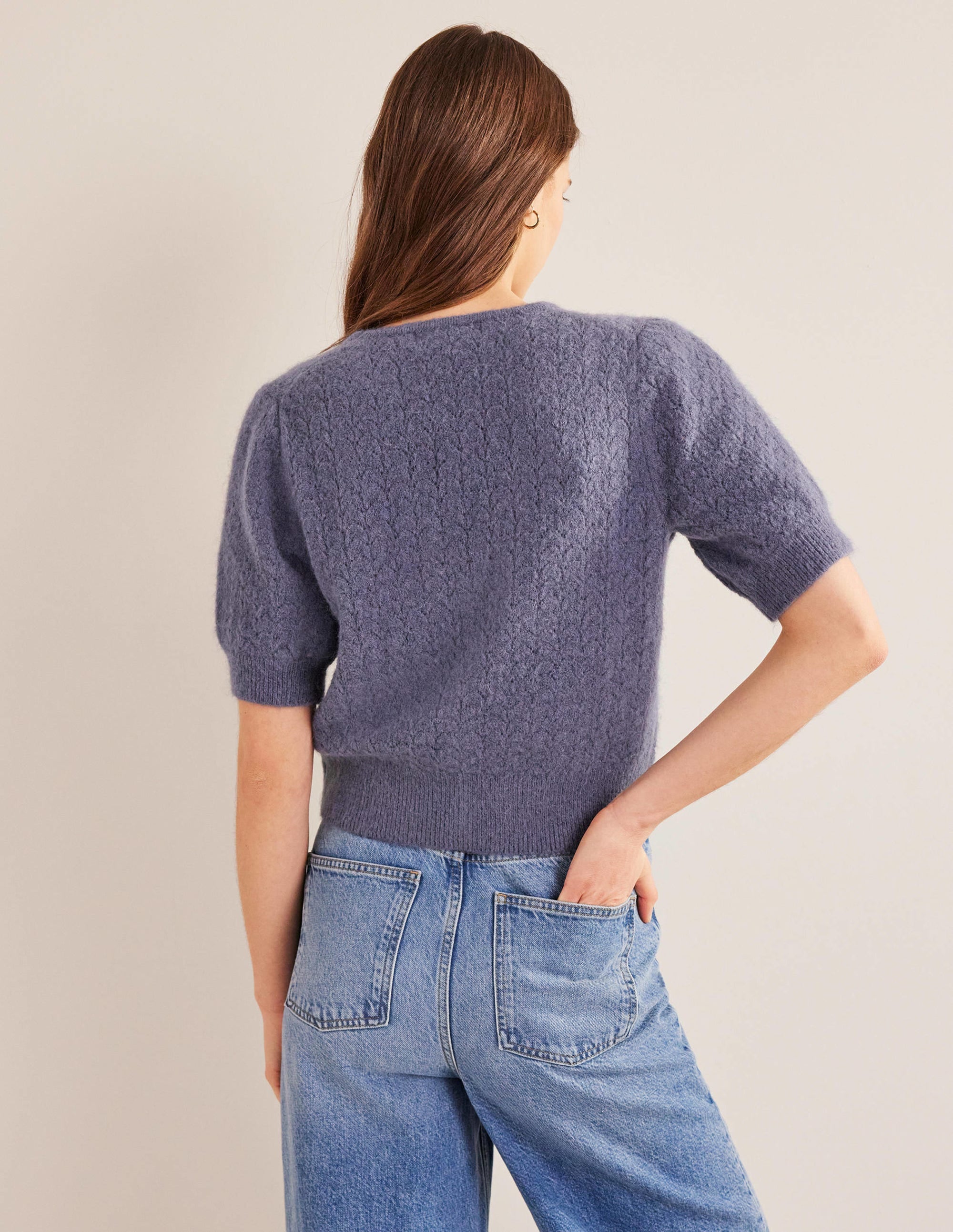 Gilet en pointelle-Bleu ombre nocturne - Image 3