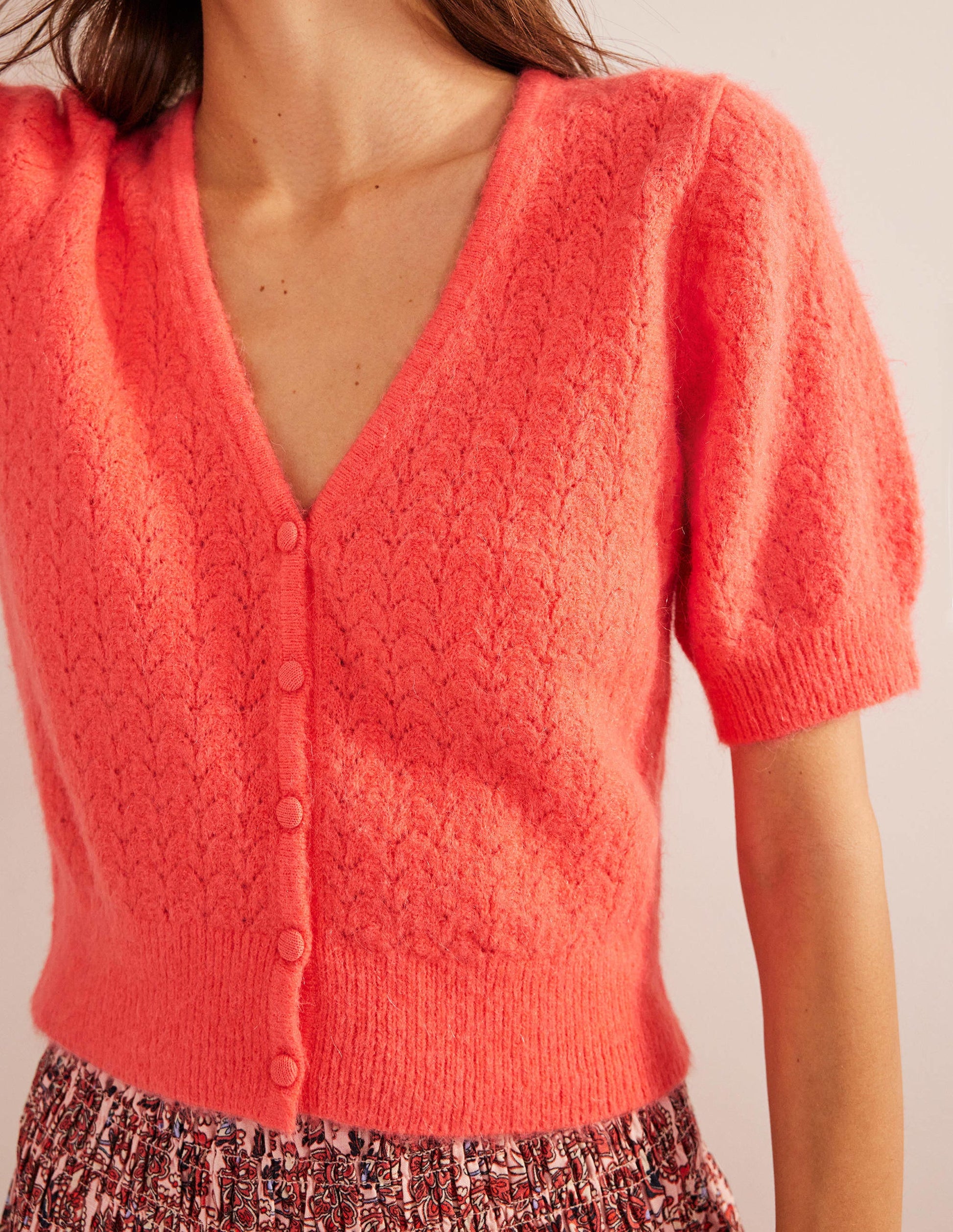 Gilet en pointelle-Corail-2