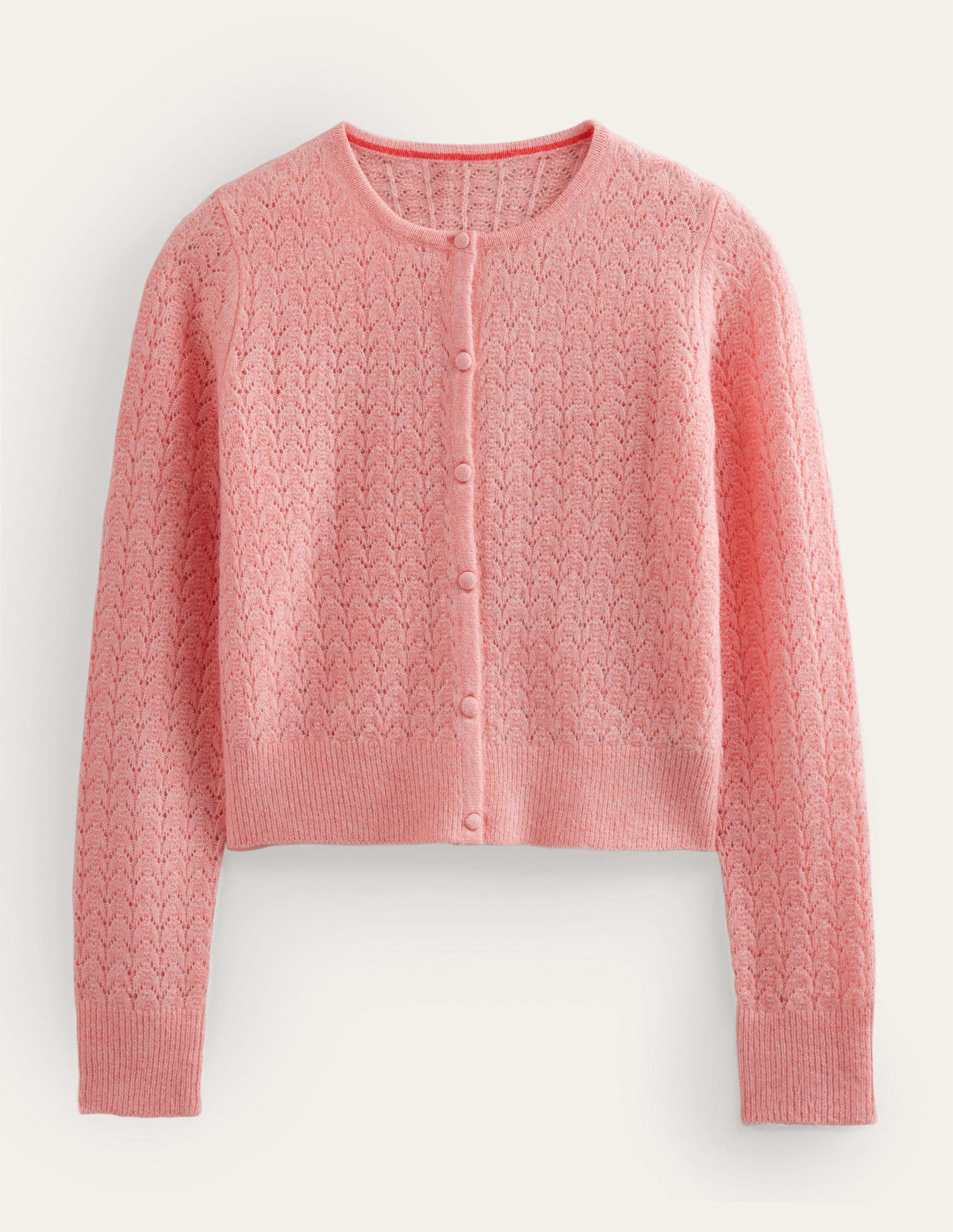 Pointelle Long-Sleeve Cardigan-Dahlia Pink-6