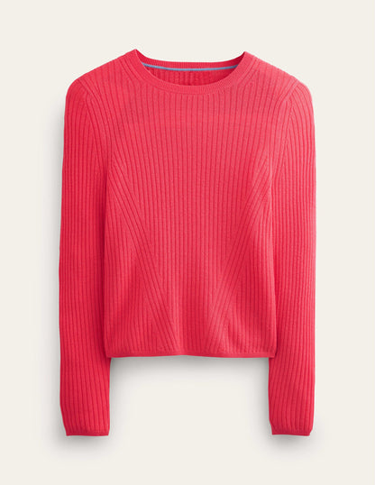 Rippstrickpullover aus Merinowolle-Korallenrot-8