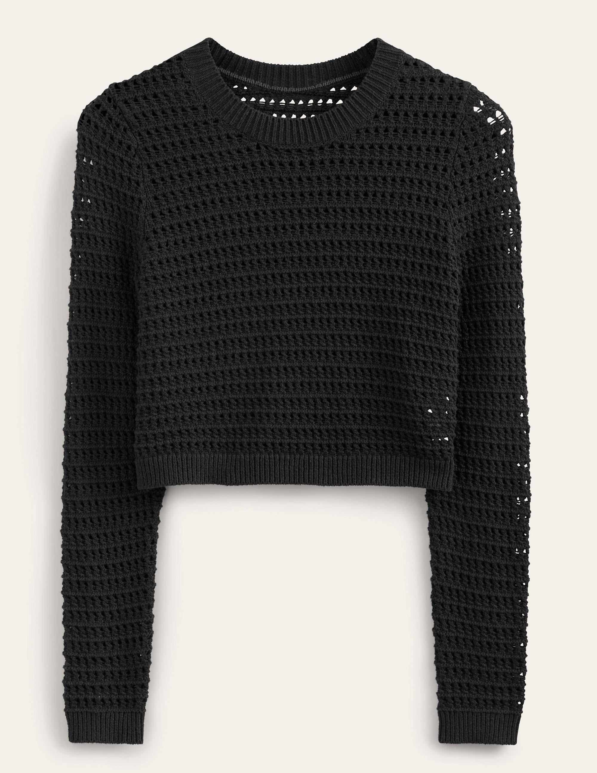 Kurz geschnittener Häkelpullover-Schwarz - Image 5