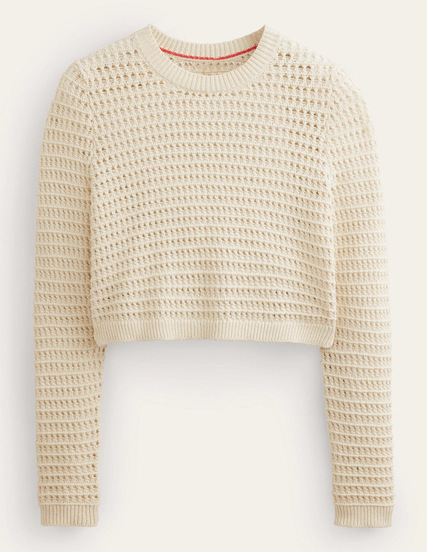 Cropped Crochet Jumper-Warm Ivory