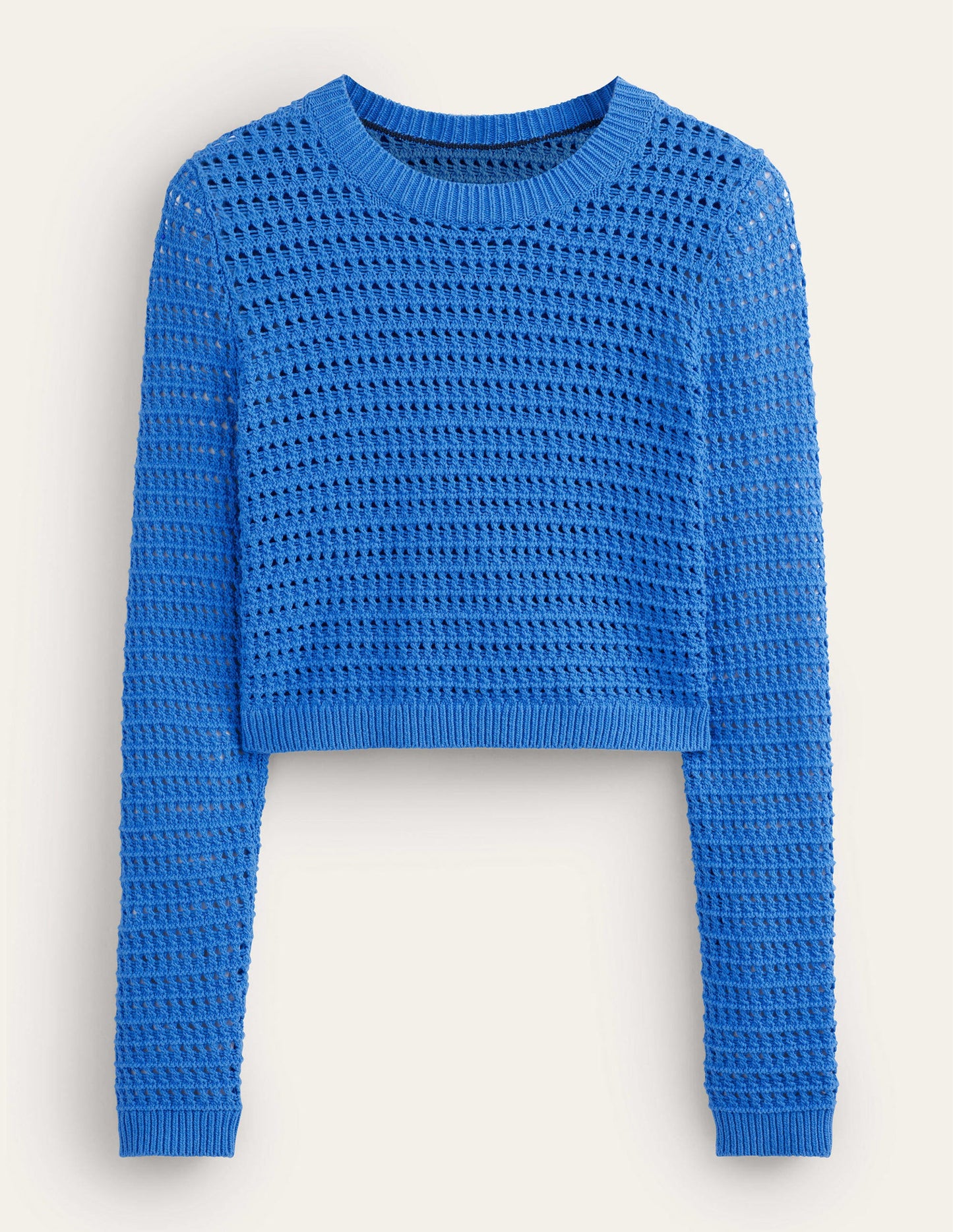 Cropped Crochet Jumper-Nebulus Blue