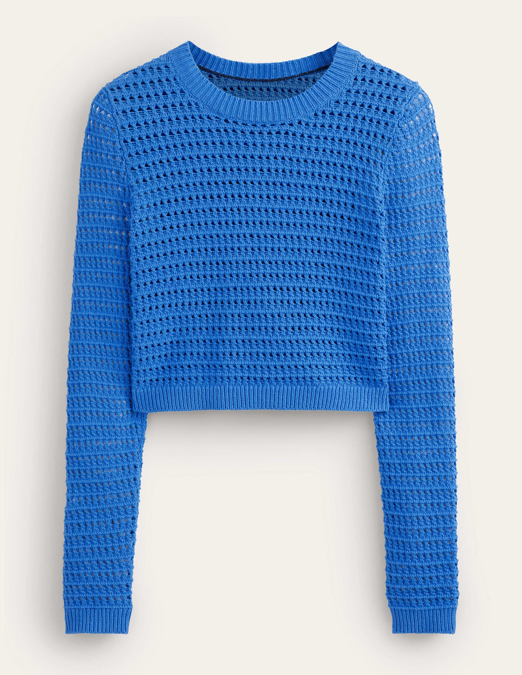 Kurz geschnittener Häkelpullover-Nebelblau - Image 5
