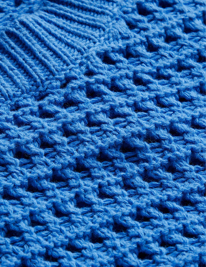 Cropped Crochet Jumper-Nebulus Blue