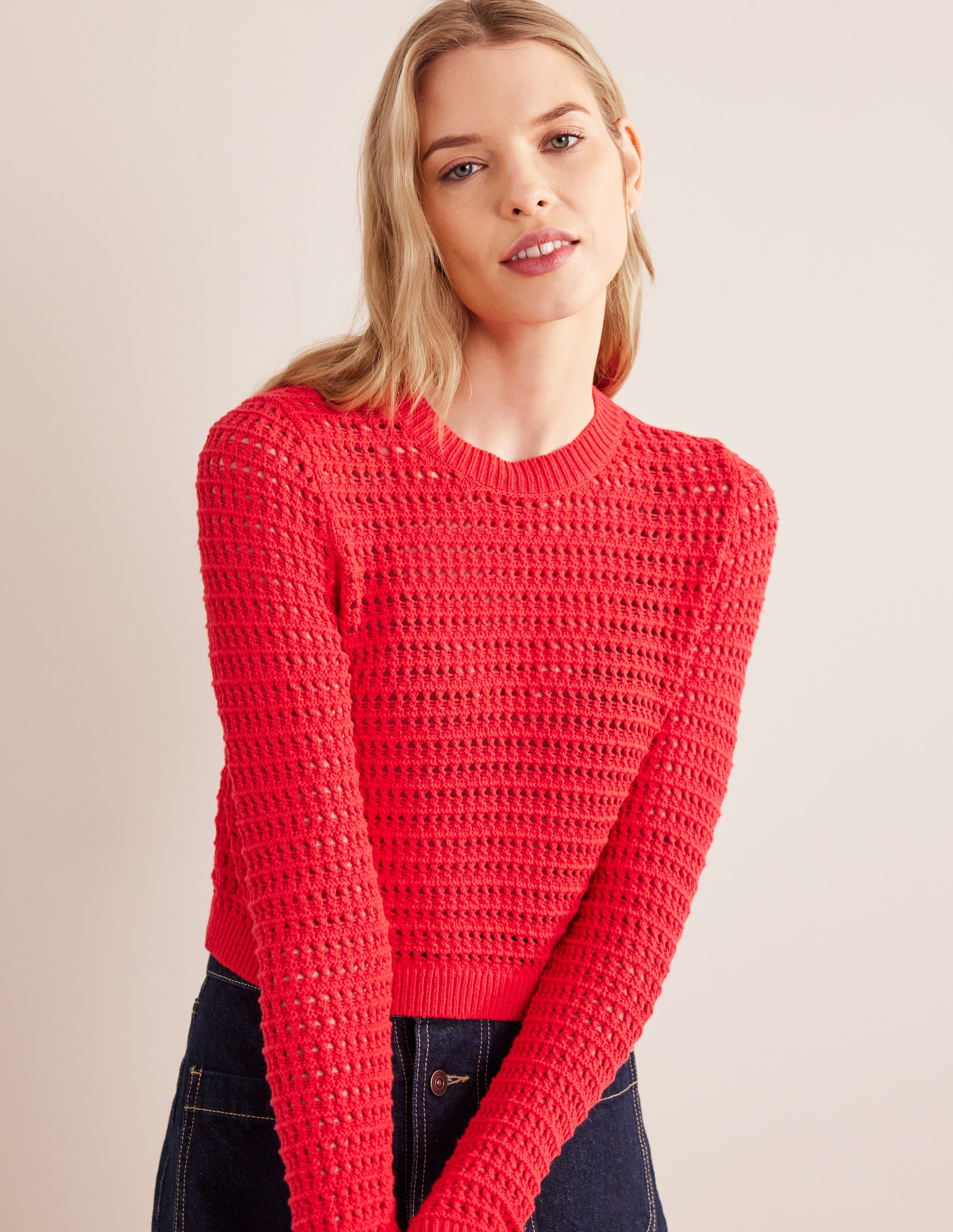 Pull court en crochet-Rouge haut risque - Image 1