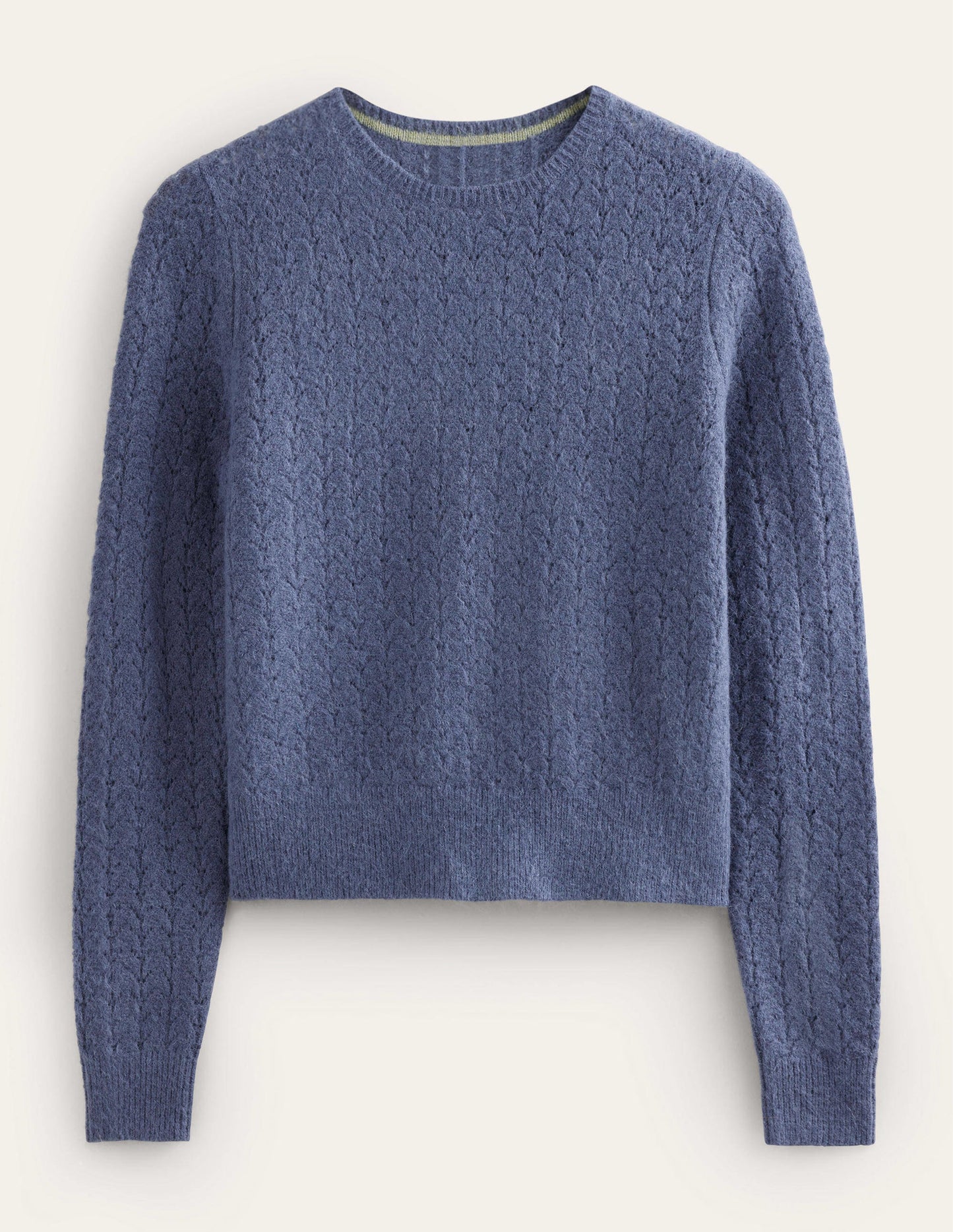 Flauschiger Pointelle-Pullover-Nachtblau