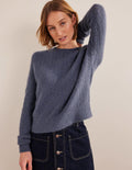 Flauschiger Pointelle-Pullover-Nachtblau