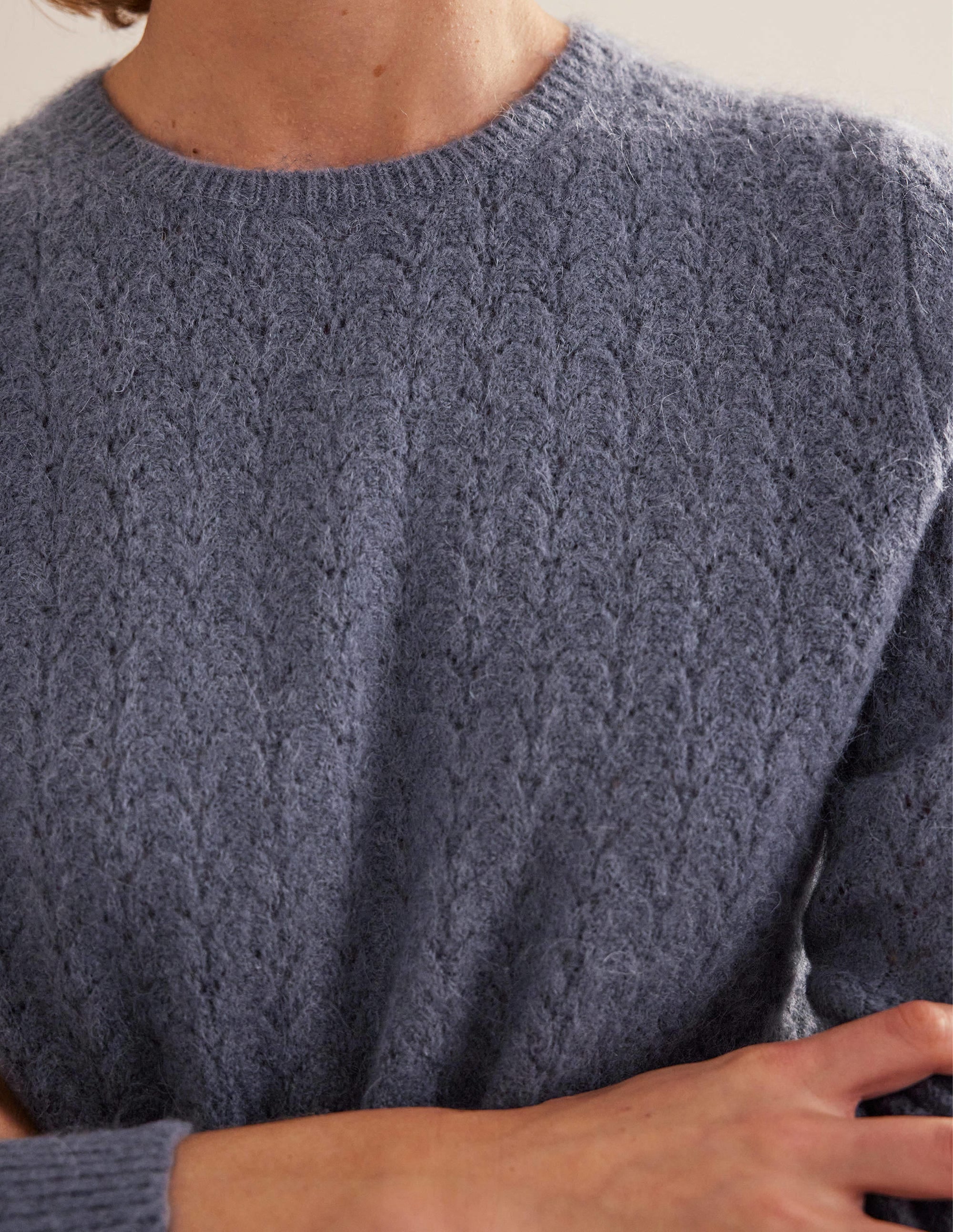 Flauschiger Pointelle-Pullover-Nachtblau - Image 2