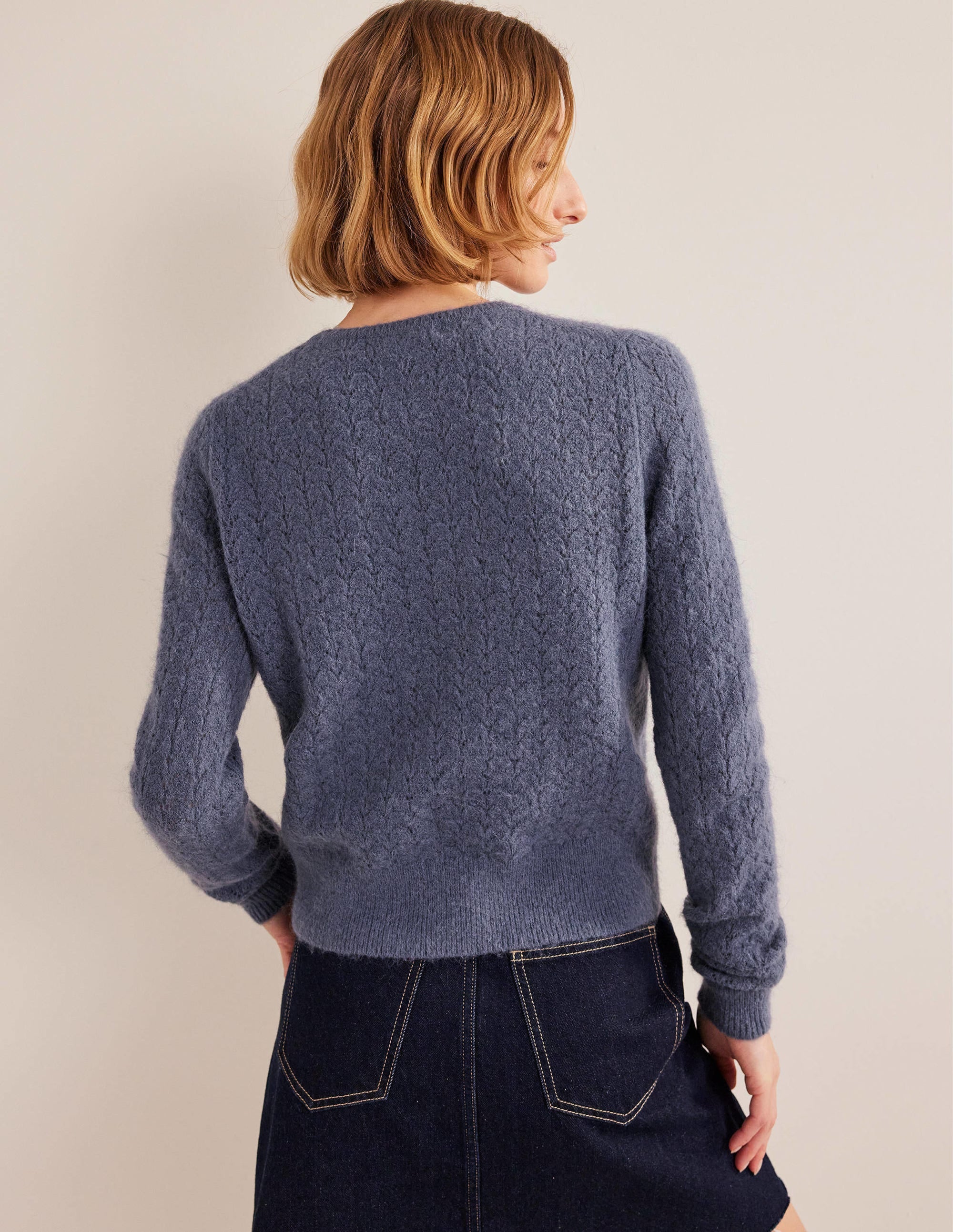 Flauschiger Pointelle-Pullover-Nachtblau - Image 3