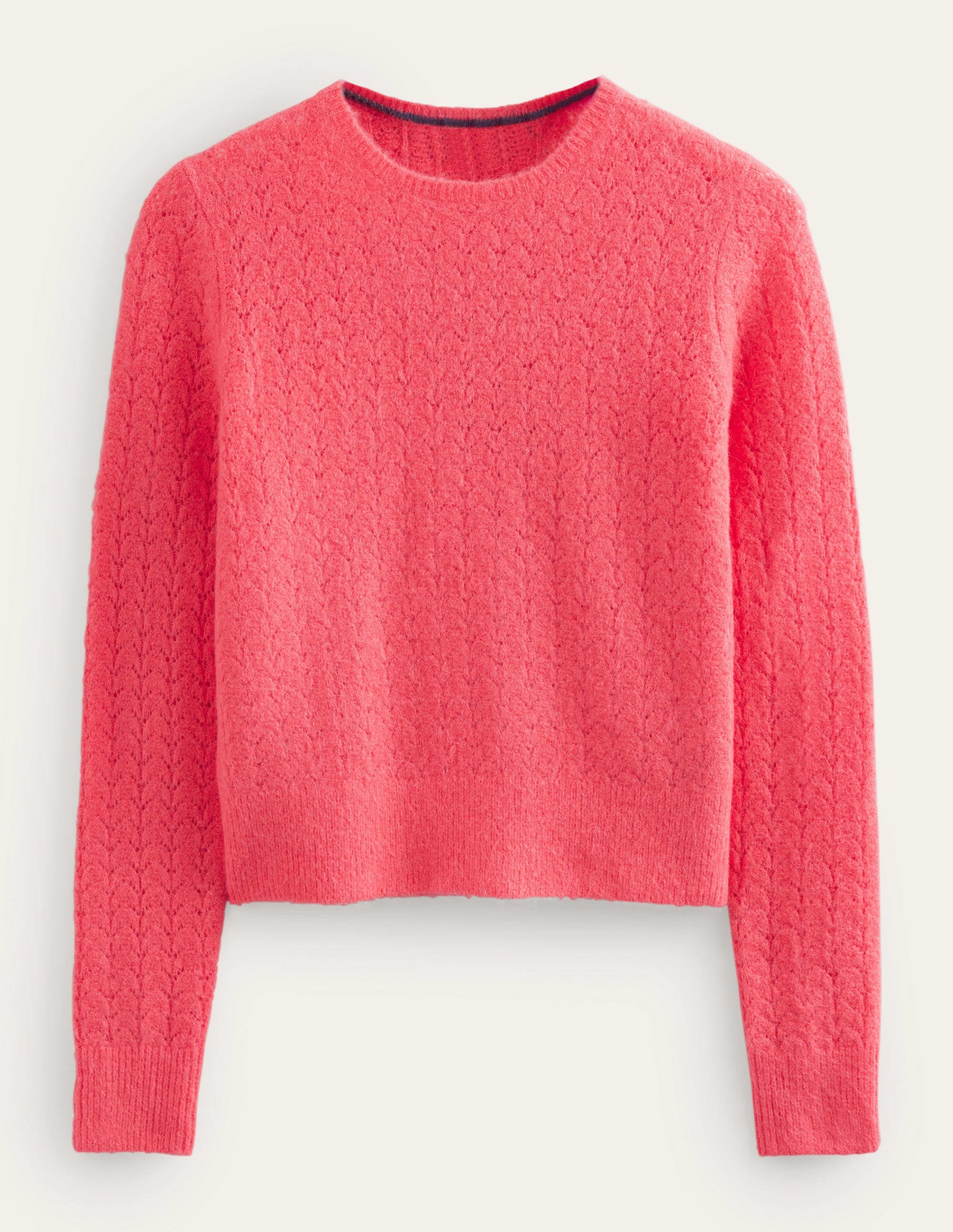 Flauschiger Pointelle-Pullover-Korallenrot - Image 5