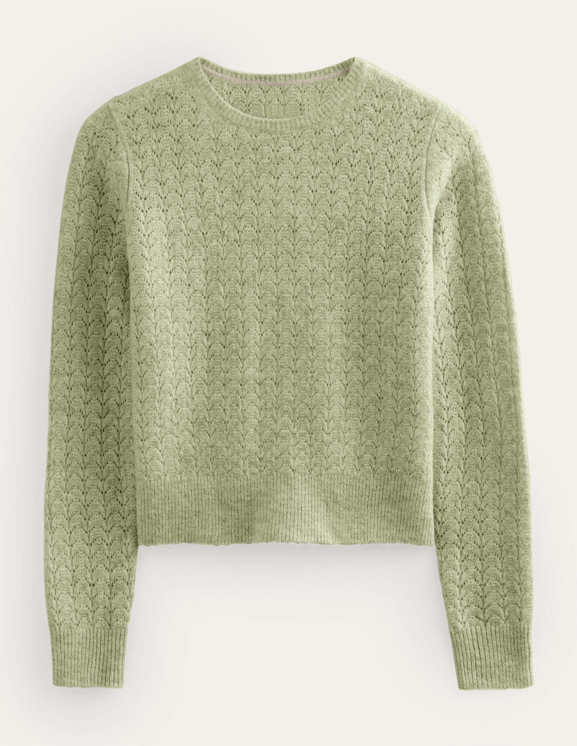 Flauschiger Pointelle-Pullover-Steingrün - Image 5