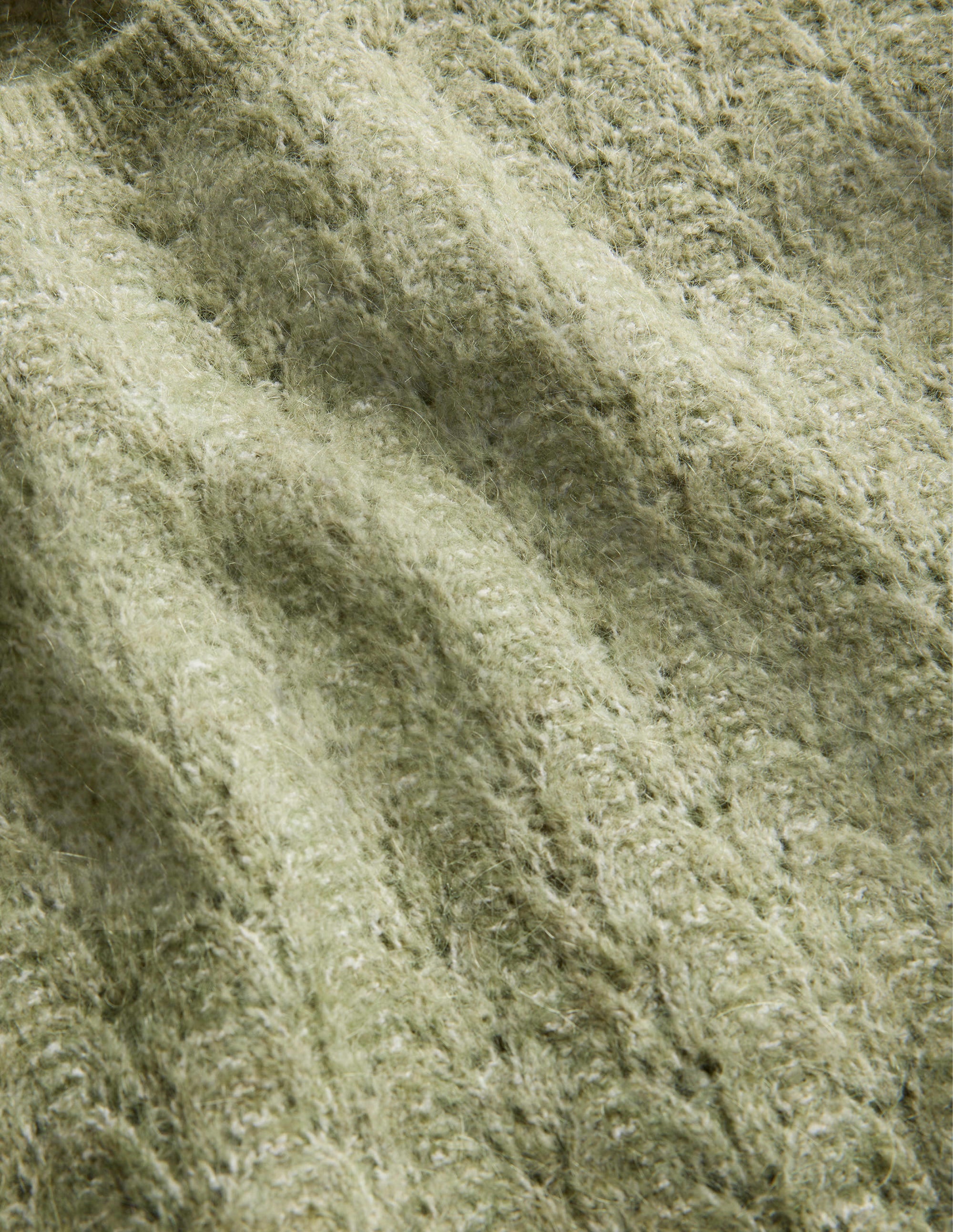 Flauschiger Pointelle-Pullover-Steingrün - Image 6