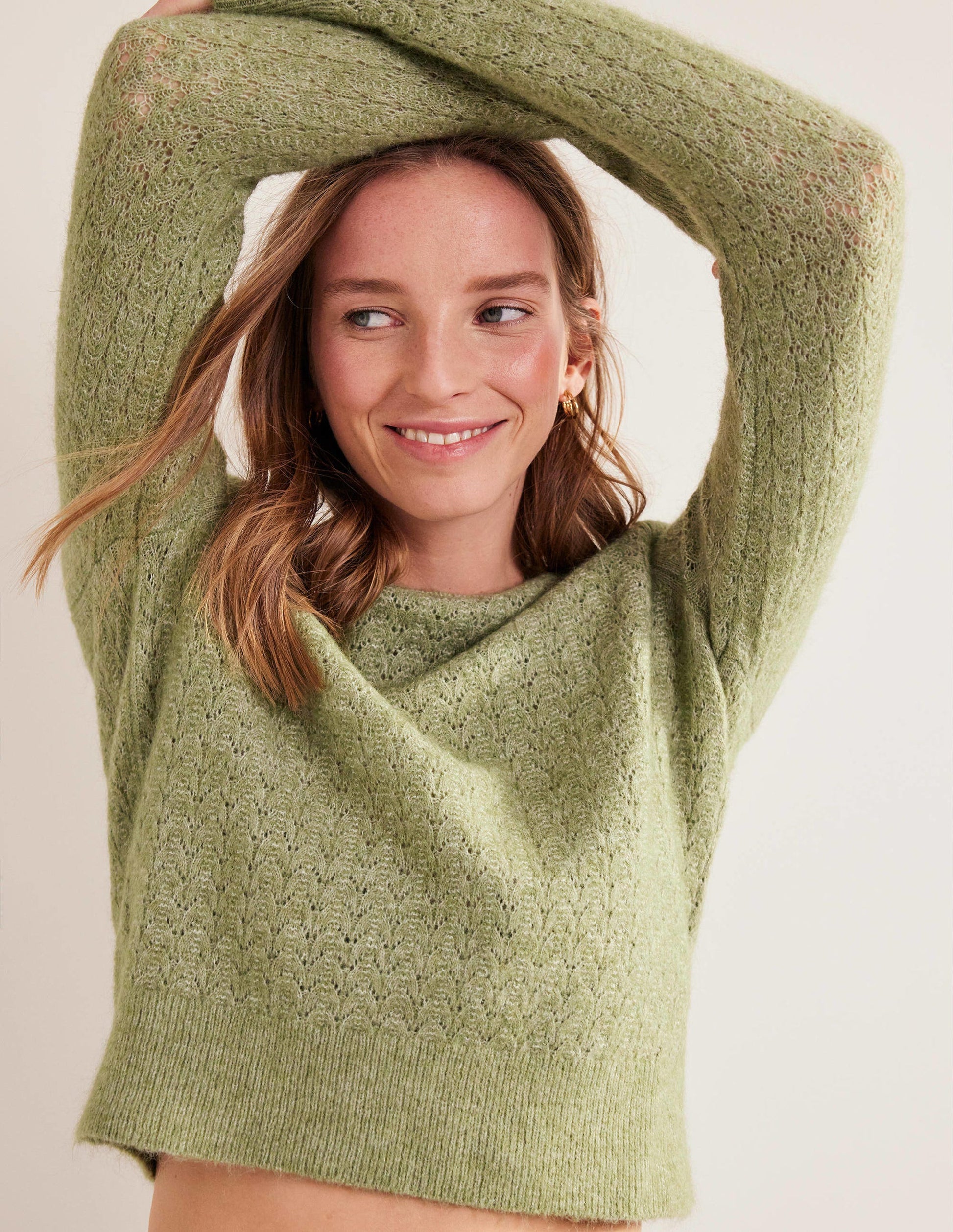 Flauschiger Pointelle-Pullover-Steingrün-4