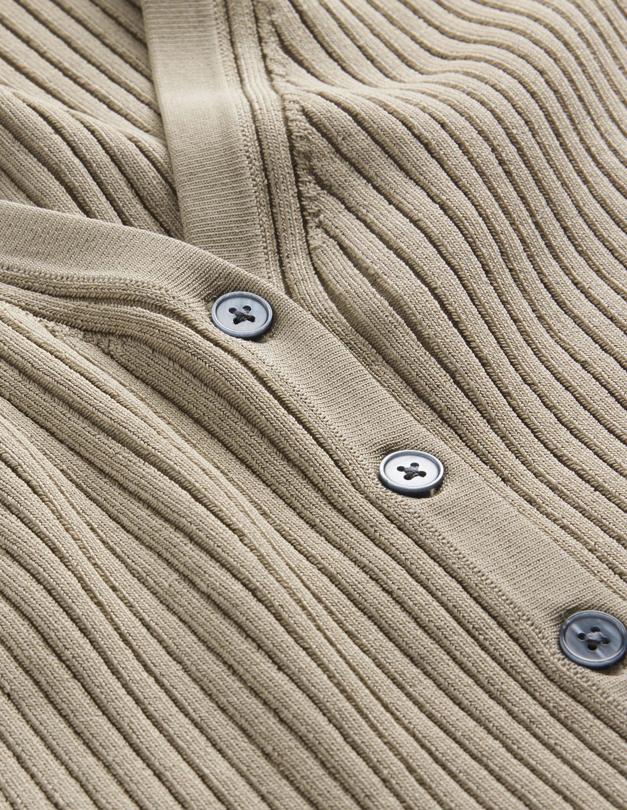 Gerippter Cardigan mit breitem Ausschnitt-Steingrau - Image 6