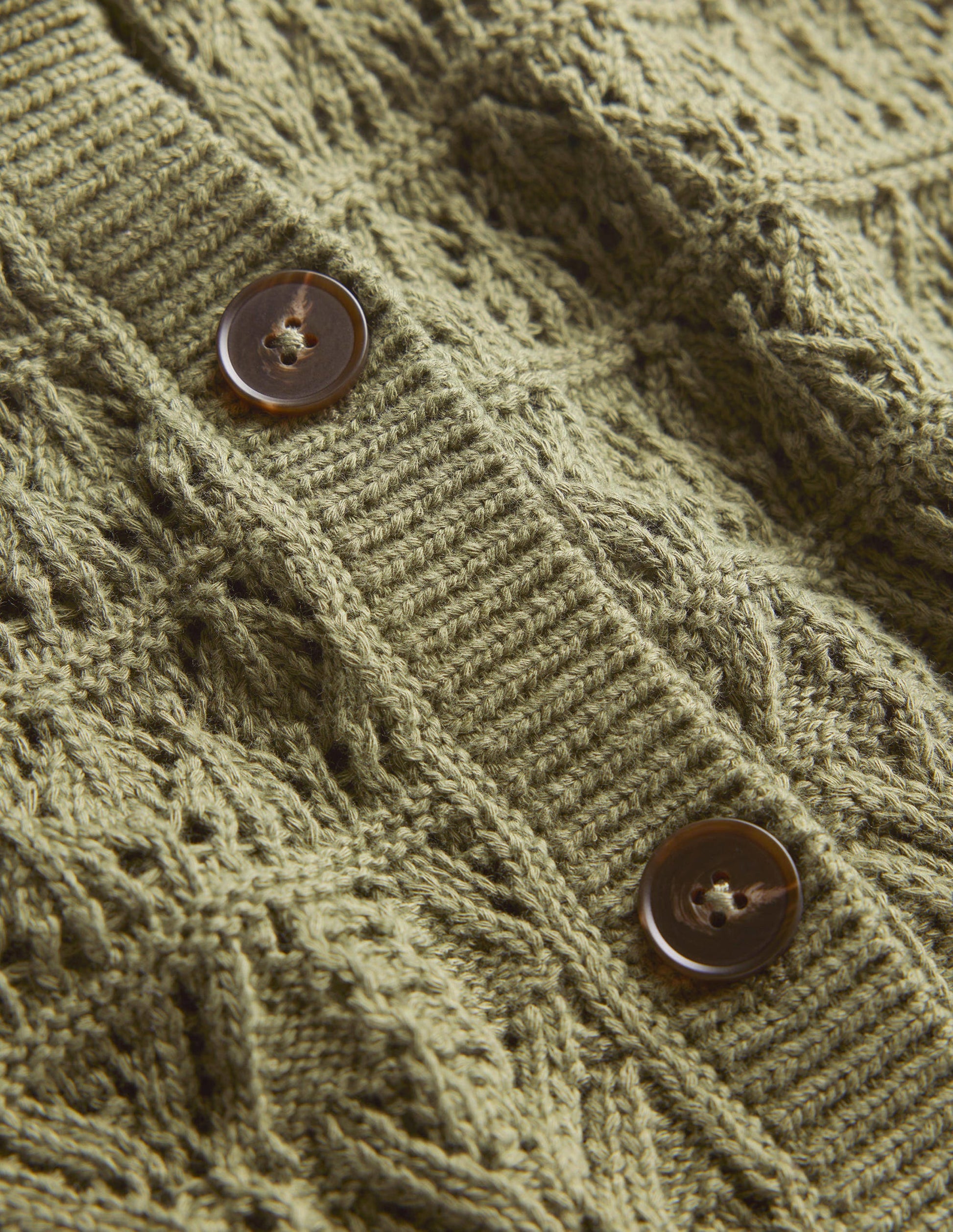 Pointelle-Cardigan mit Rundhalsausschnitt-Fichtengrün-6