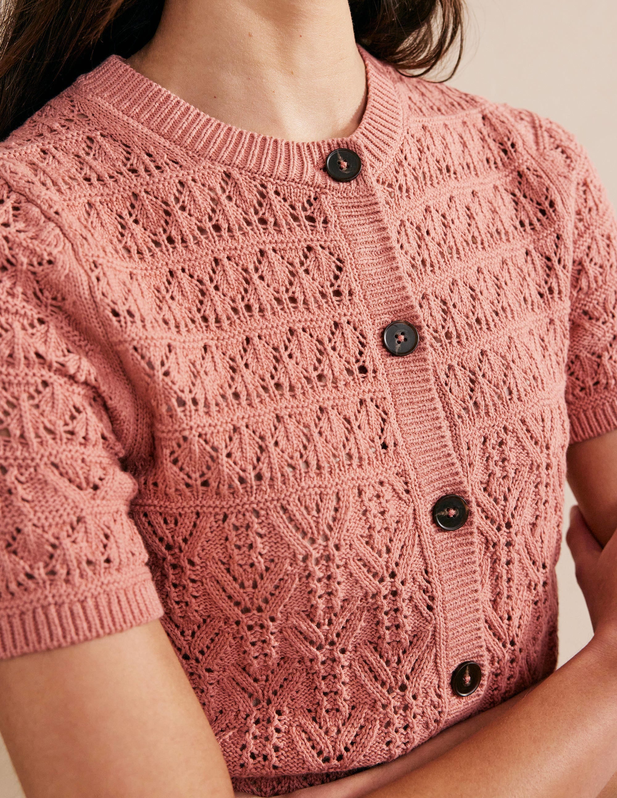 Cardigan en pointelle-Rose - Image 2