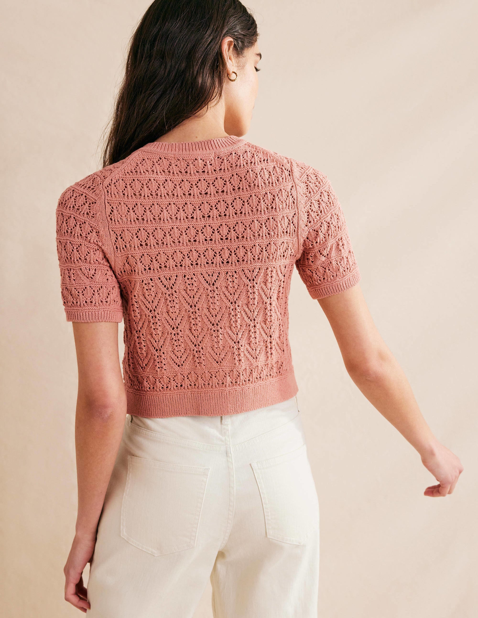 Cardigan en pointelle-Rose - Image 3