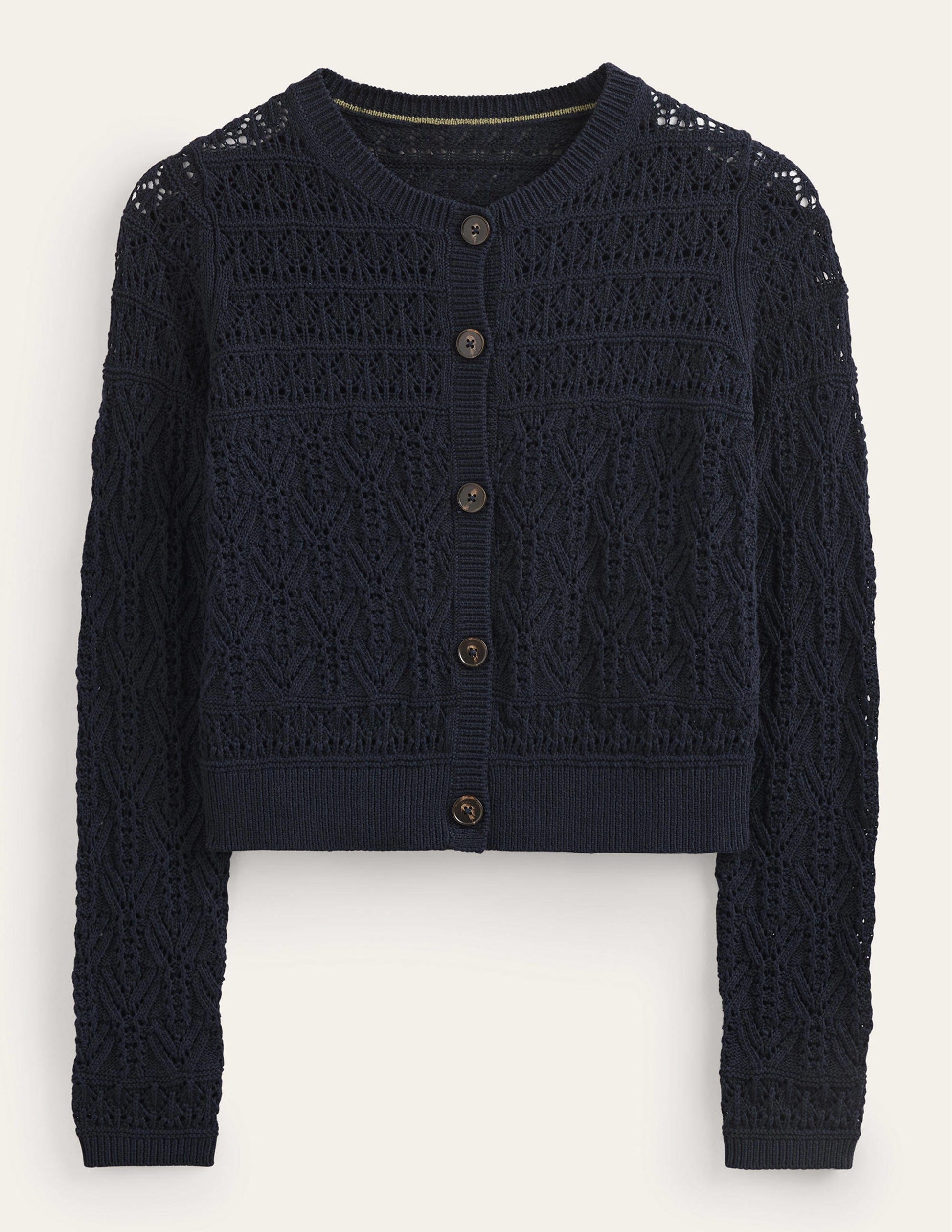 Gilet en coton pointelle-Bleu marine-5