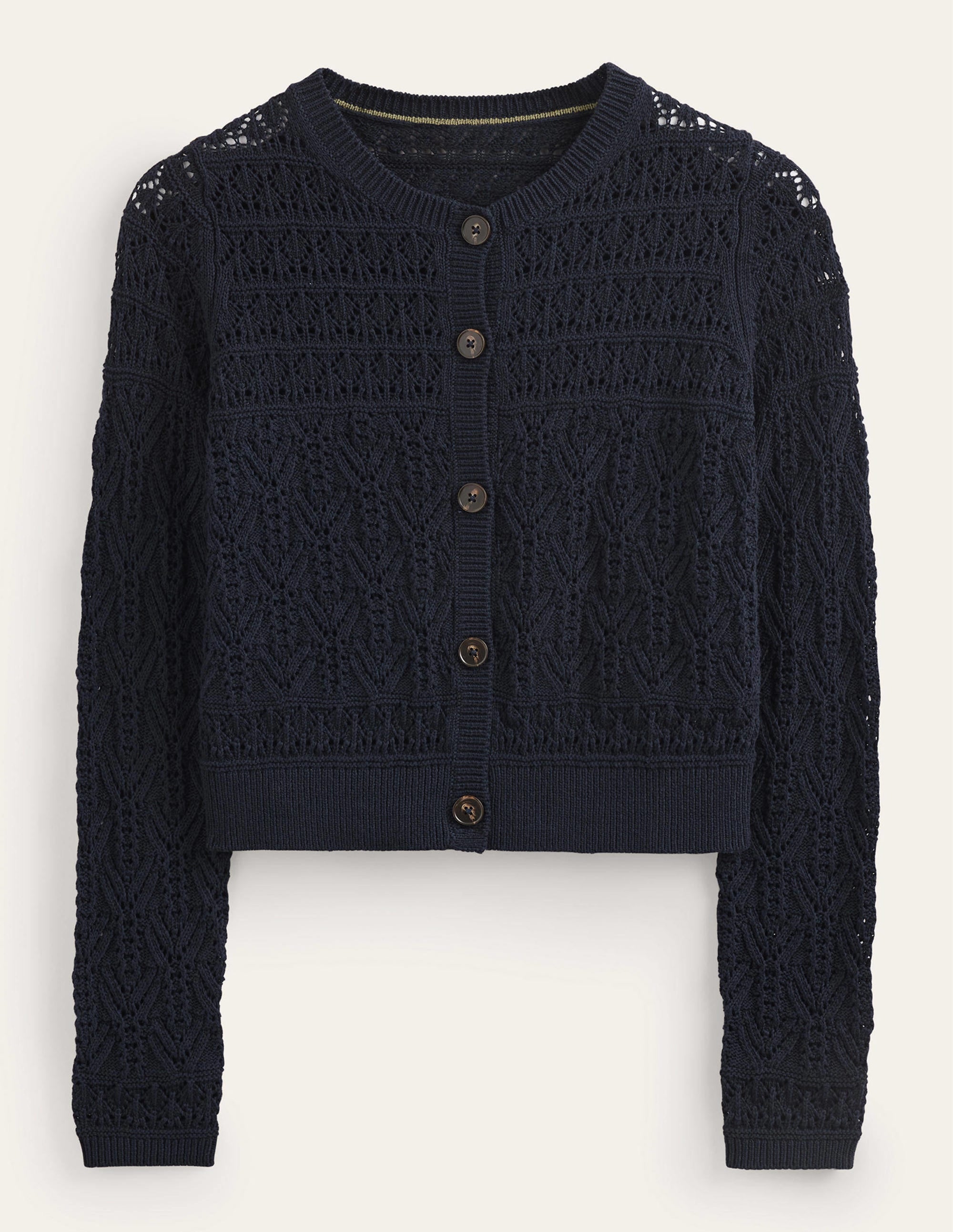 Gilet en coton pointelle-Bleu marine - Image 5