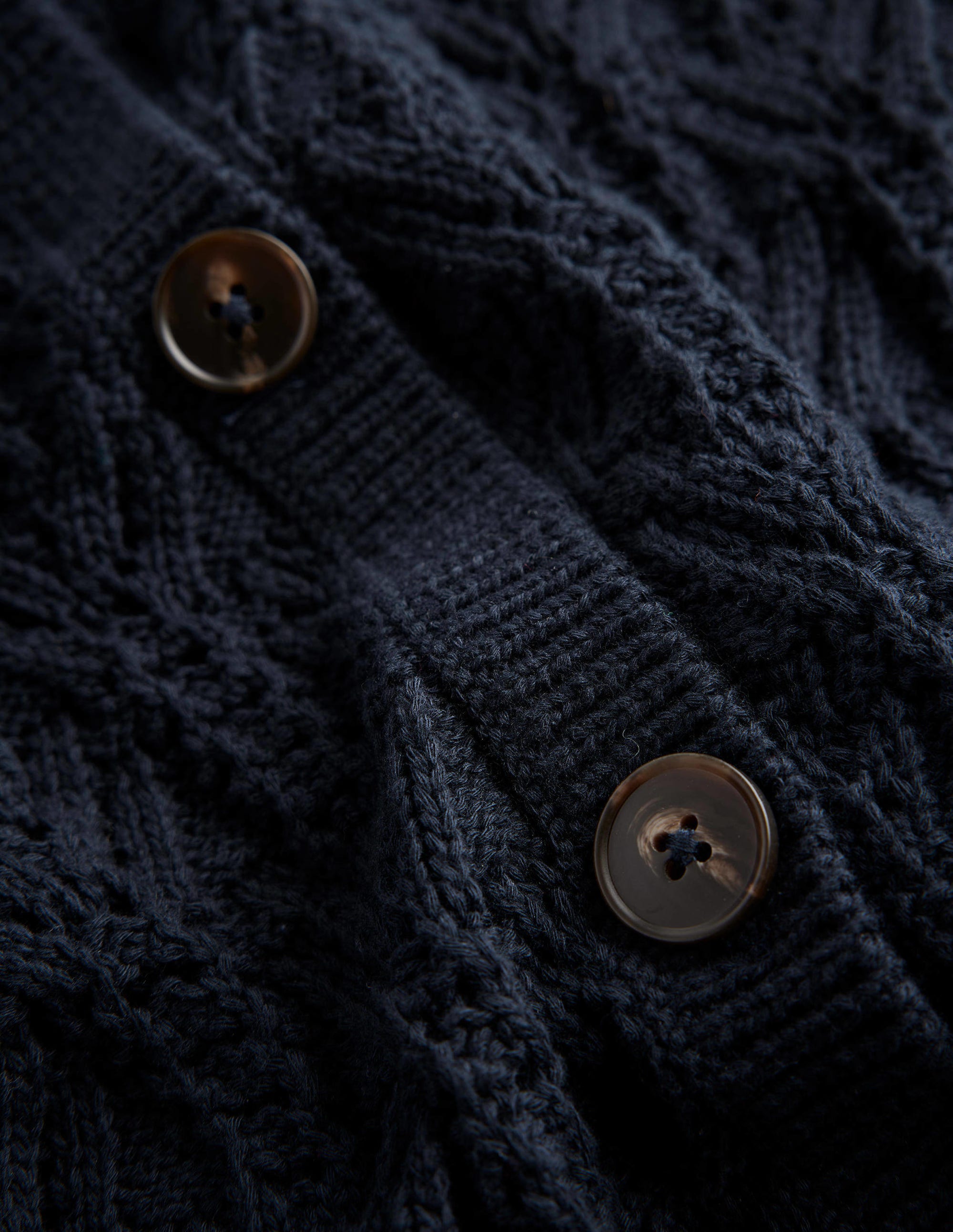 Gilet en coton pointelle-Bleu marine - Image 6