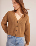 Gilet côtelé oversize-Camel chiné